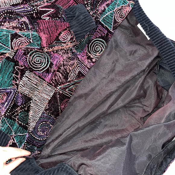 RARE 80s bomber jacket!!! Geometric shapes + velvet fabric - Picture 4 of 5
